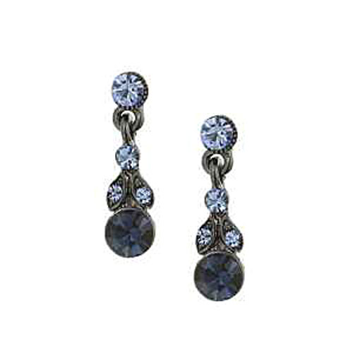 1928 Jet /Light Sapphire/Montana Earrings