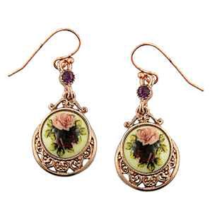 1928 Rose Gold/Amethyst Flower Earrings
