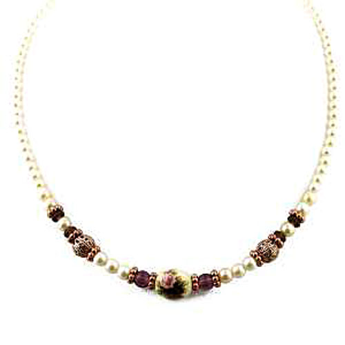 1928 Rose Gold Pearl & Amethyst Necklace