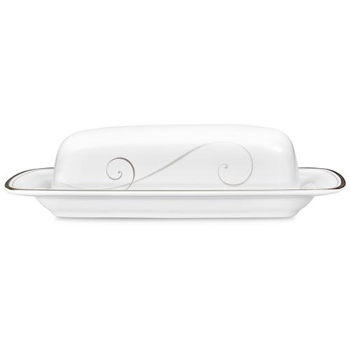 Noritake Platinum Wave Covered Butter Dish