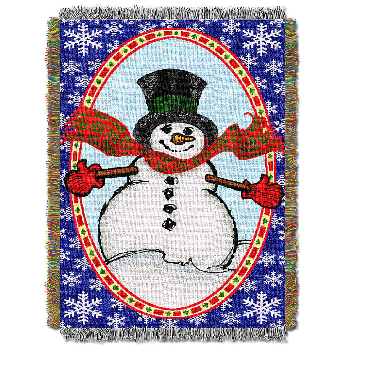 Northwest Bright Happy Snowman Woven Tapestry Throw
