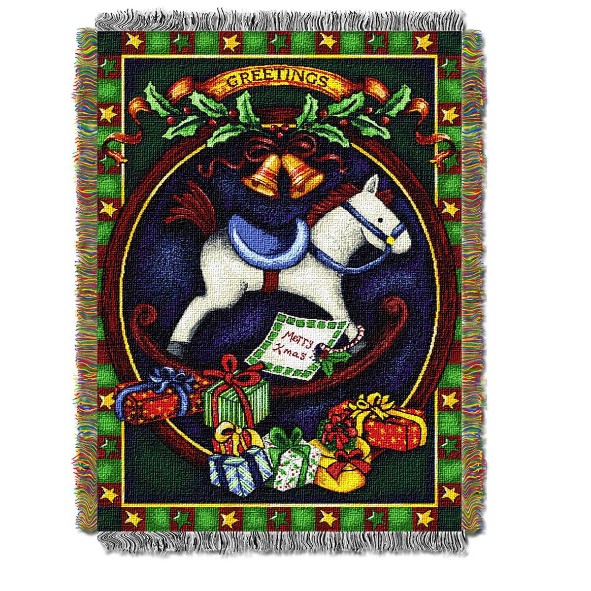 Northwest Holiday Hobby Horse Woven Tapestry Throw