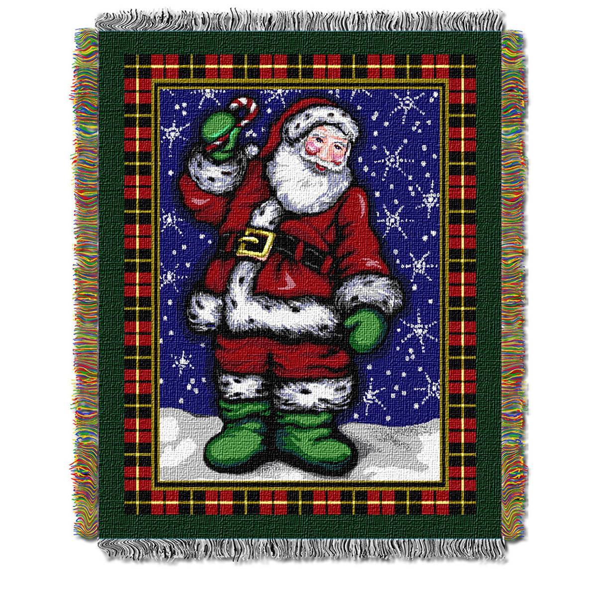 Northwest Plaid Santa Woven Tapestry Throw