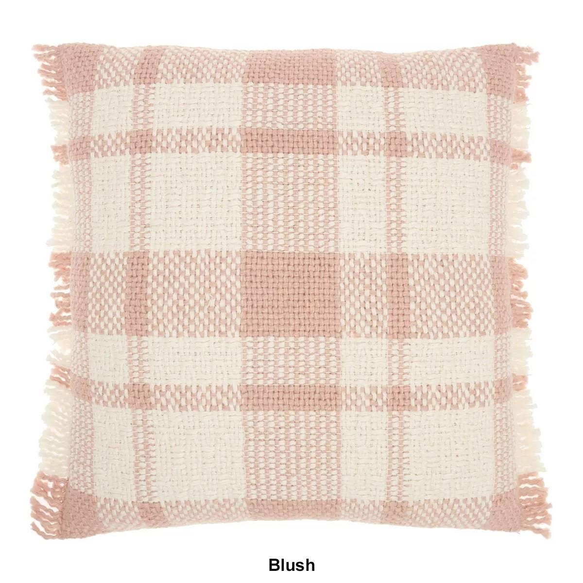 Kathy Ireland Woven Plaid Brush Fringe Decorative Pillow - 20x20