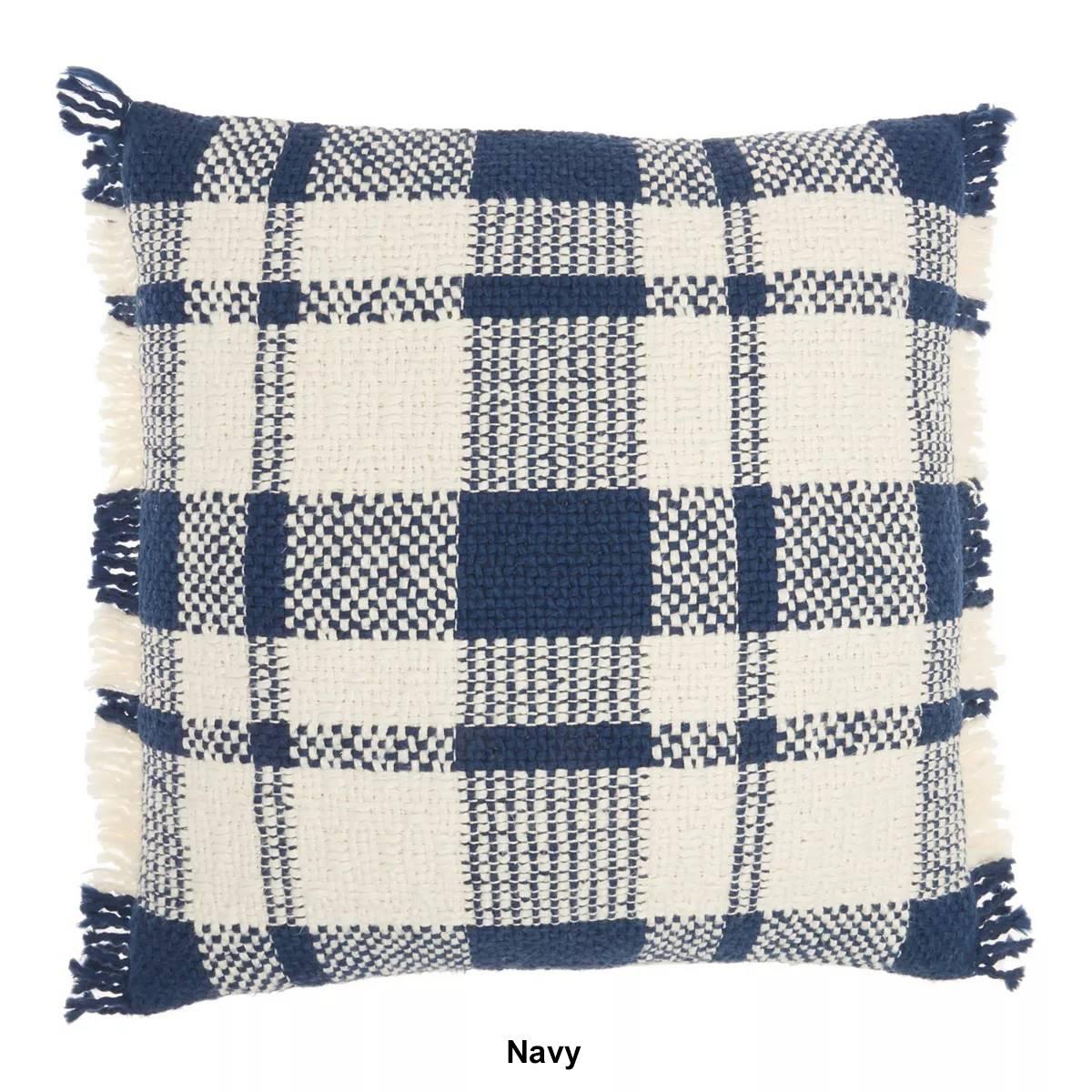 Kathy Ireland Woven Plaid Brush Fringe Decorative Pillow - 20x20