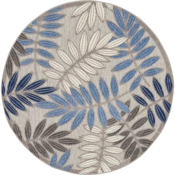 Nourison Aloha Leaf Print Round Rug
