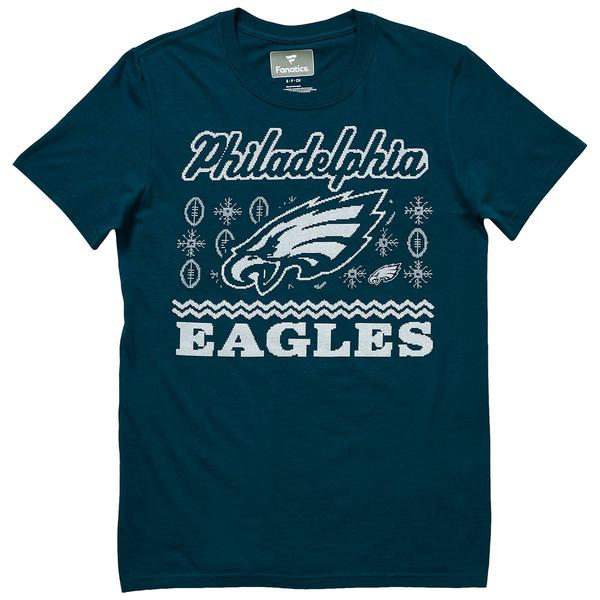 Mens Fanatics Eagles Ugly Sweater Short Sleeve Tee - Marine Green