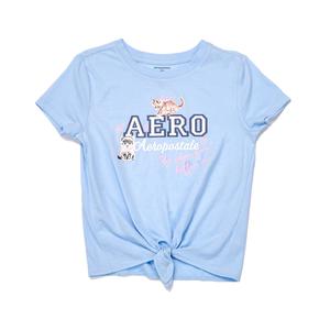 Girls (7-16) Aeropostale Short Sleeve Tie Front Kitten Tee alternate view