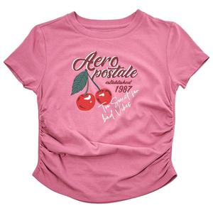 Girls (7-16) Aeropostale Short Sleeve Side Cinched Cherry Tee