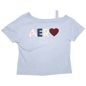 Girls (7-16) Aeropostale Short Sleeve Cold Shoulder Patch Tee