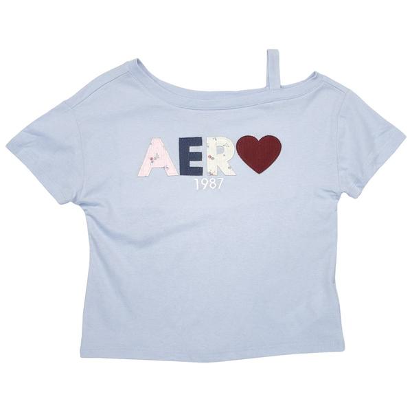 Girls (7-16) Aeropostale Short Sleeve Cold Shoulder Patch Tee alternate view
