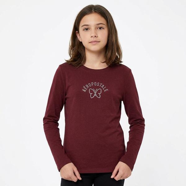 Girls (7-16) Aeropostale Long Sleeve Rhinestone Butterfly Tee