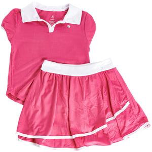 Girls (7-12) RBX 2pc. Short Sleeve Rib Top w/ Collar & Skort Set alternate view