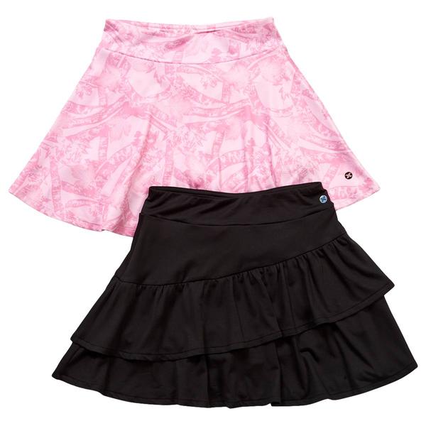 Girls (7-16) RBX 2pk. Solid & Leaf Camo Skort Set alternate view