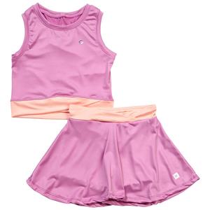 Girls (7-12) RBX 2pc. Crossover Tank & Skort Set - Impatiens Pink