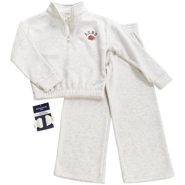 Girls (4-6x) Aeropostale Fleece Lined 1/4 Zip & Wide Leg Pants