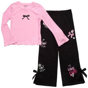 Girls (4-6x) Forever 21 Long Sleeve Rib Top & Wide Leg Pants Set alternate view