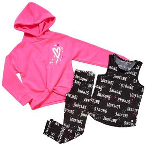 Girls (7-16) RBX 3pc. Twist Front Hoodie Tank & Leggings Set