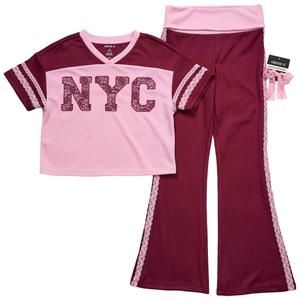 Girls (7-12) Forever 21 Lace Trim NYC Jersey & Flared Leggings