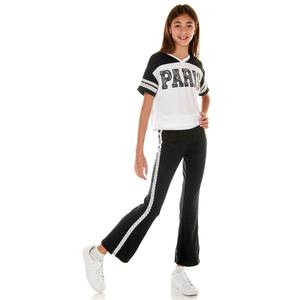 Girls (7-12) Forever 21 Lace Trim Paris Jersey & Flared Leggings
