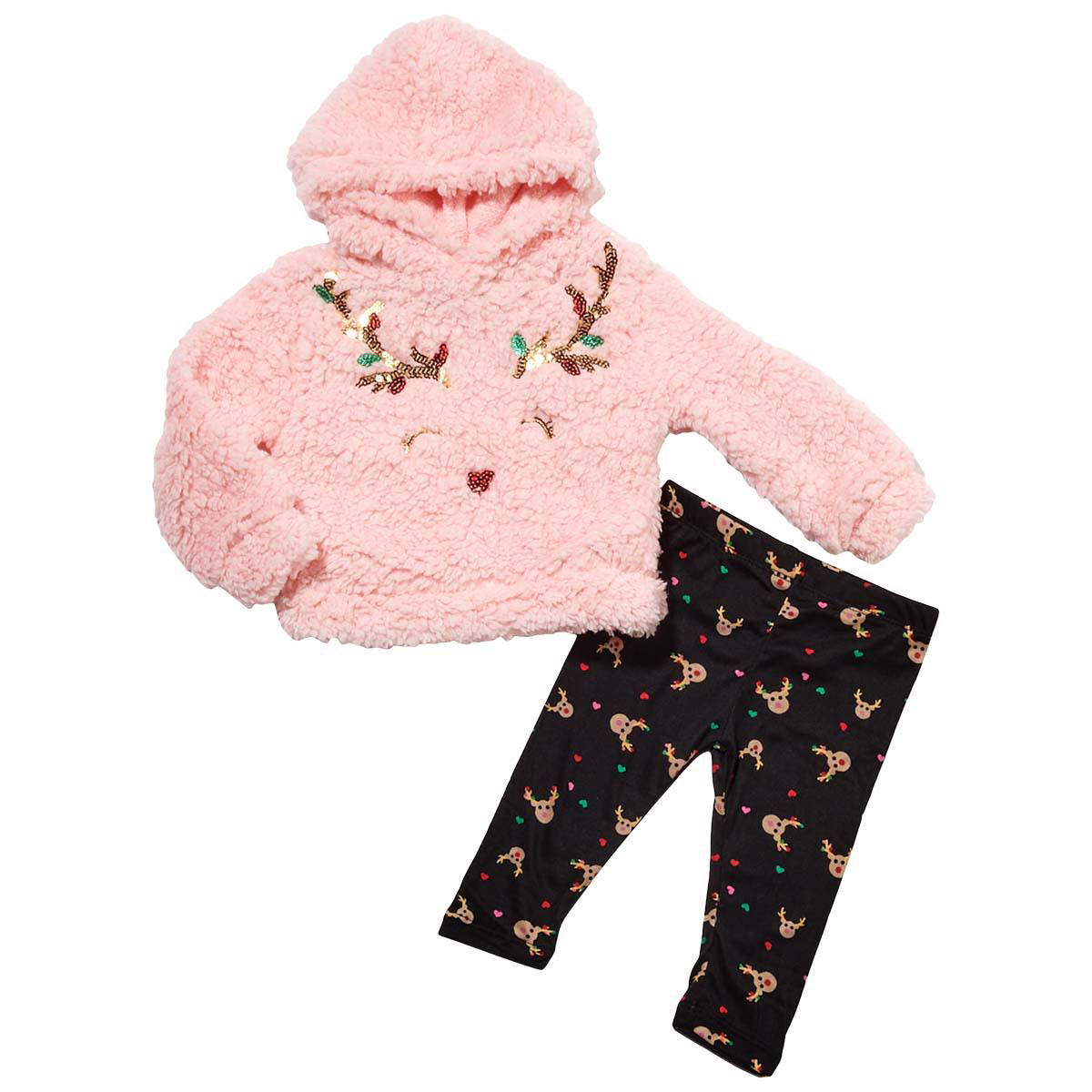 Baby Girl (12-24M) Colette Lilly 2pc. Reindeer Hooded Set