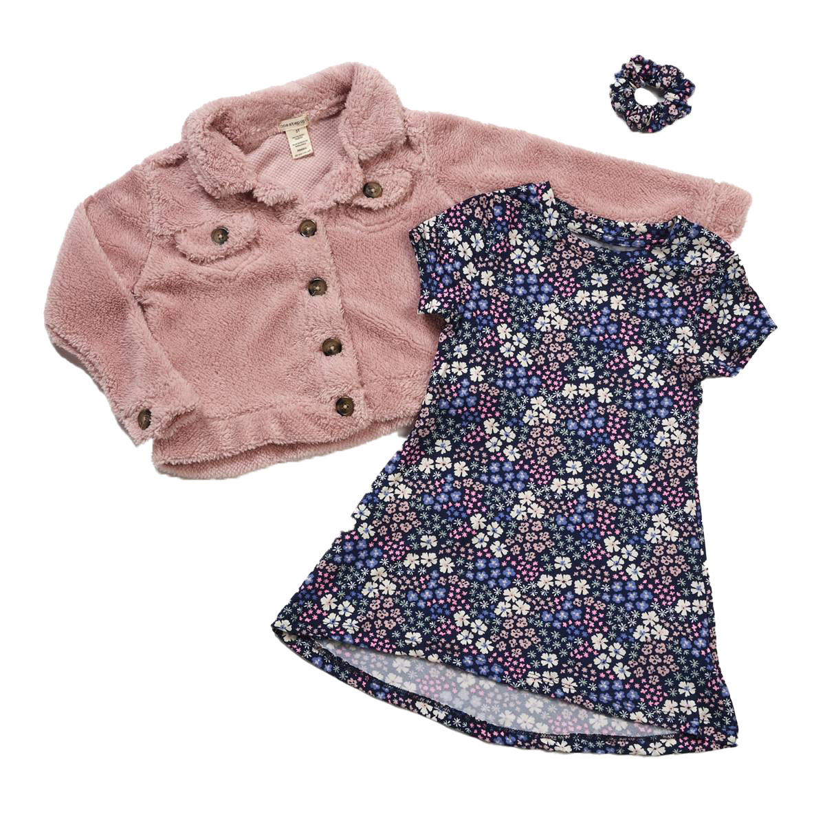 Toddler Girl One Step Up 2pc. Floral Dress & Sherpa Jacket Set