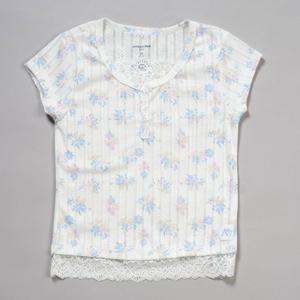Girls (7-16) Aeropostale Short Sleeve Floral Henley Pointelle Top