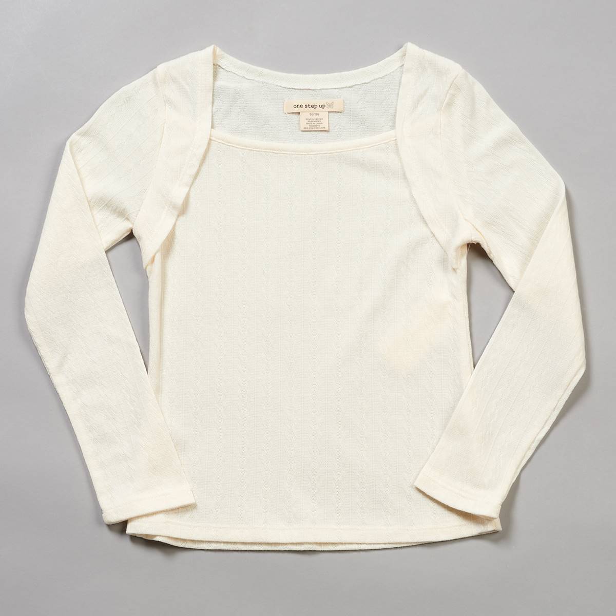 Girls (7-16) One Step Up Long Sleeve Textured Knit Top