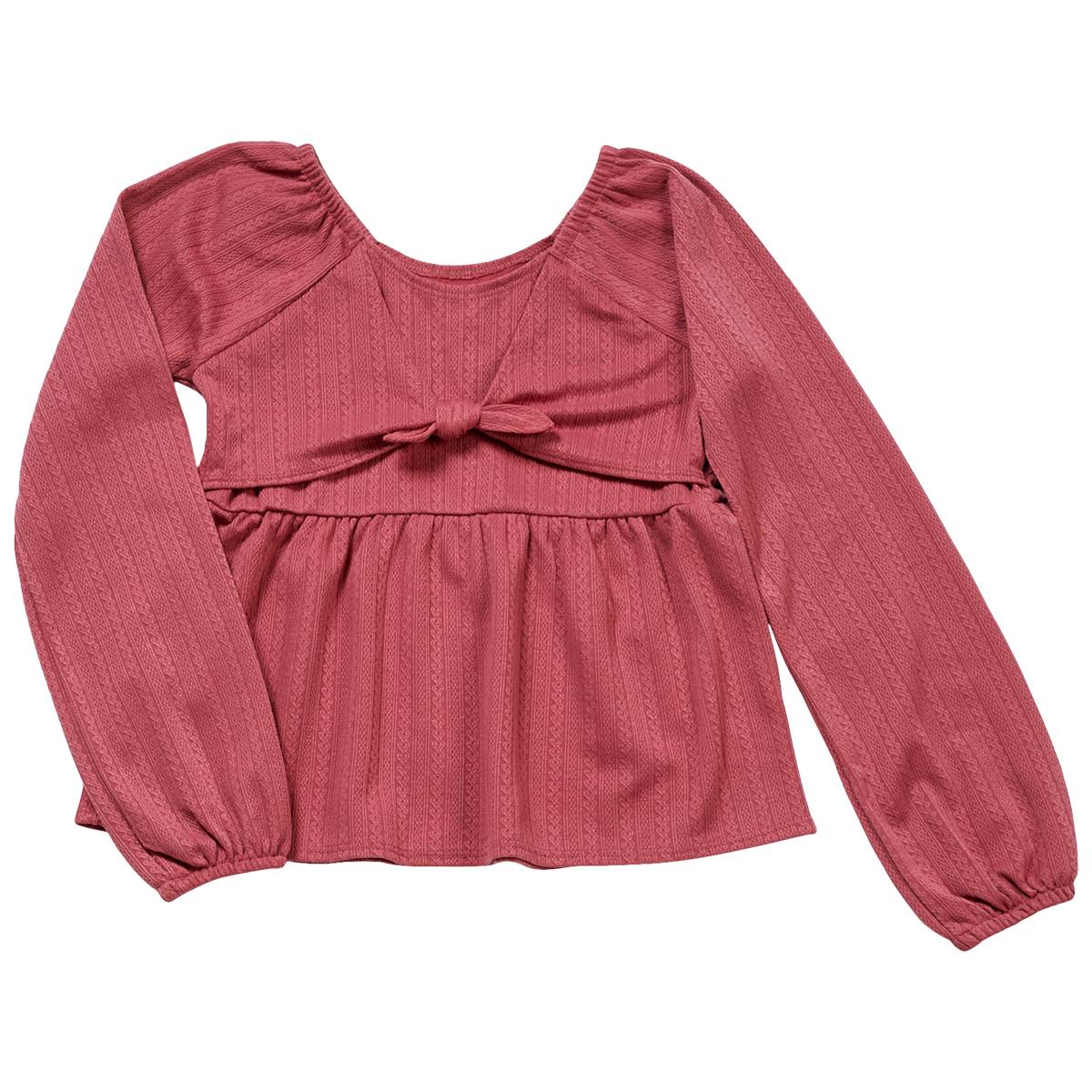 Girls (7-16) One Step Up Baby Doll Long Sleeve Mock Cardigan Top