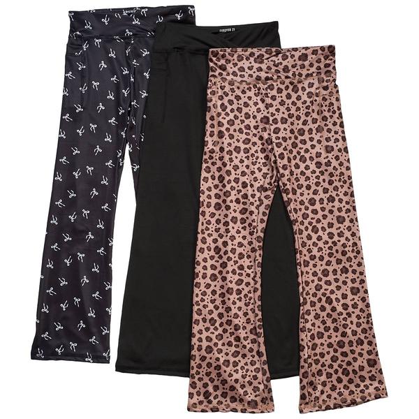 Girls (7-16) Forever 21 3pk. Leopard/Solid/Bow Flare Leggings