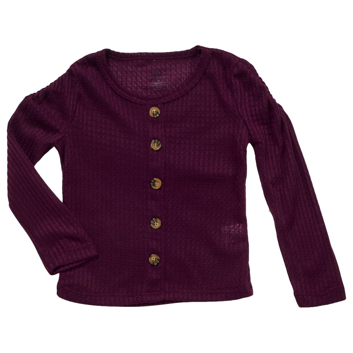 Girls (4-6x) One Step Up Waffle Button Front Knit Top