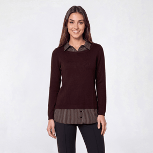 Womens Adrianna Papell Long Sleeve Stripe Two In One Sweater alternate view