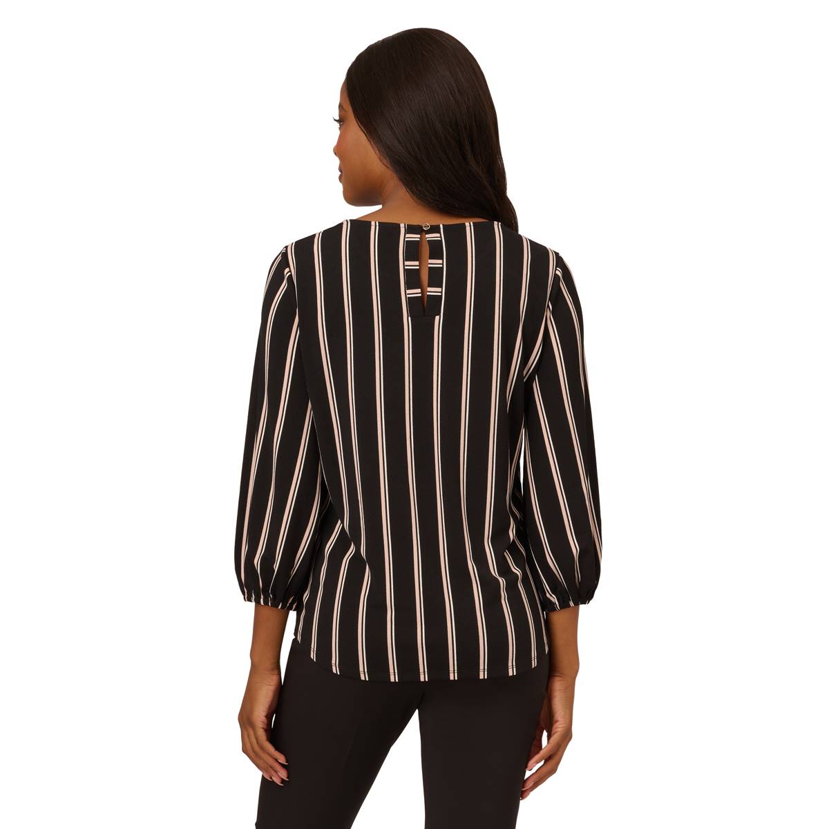 Womens Adrianna Papell 3/4 Sleeve Vertical Fine Stripe Blouse