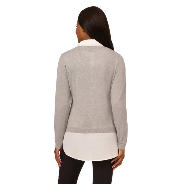Womens Adrianna Papell Long Sleeve V-Neck 2Fer Solid Sweater alternate view