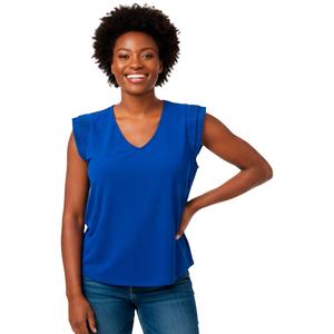 Womens Adrianna Papell Short Double Pleated Sleeve Solid Blouse alternate view