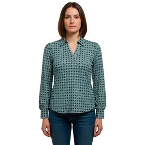 Womens Adrianna Papell Long Sleeve V-Neck Geometric Blouse alternate view
