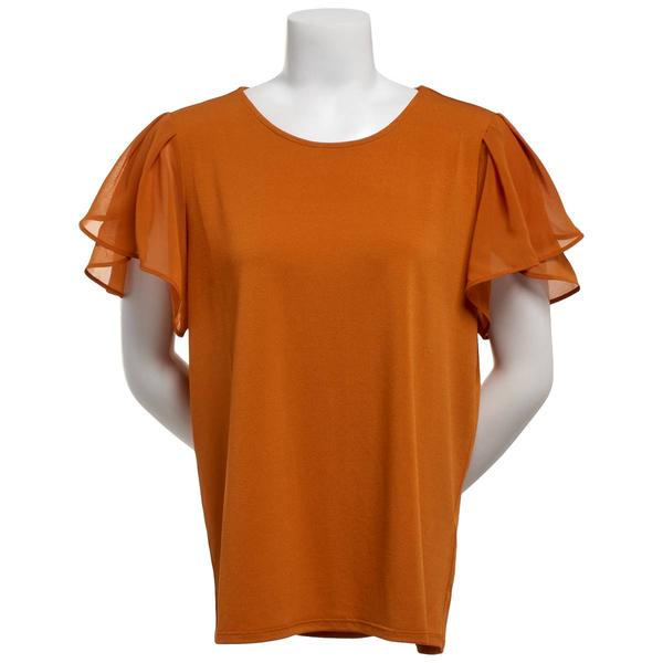 Womens Adrianna Papell Short Tulip Sleeve Solid Blouse alternate view