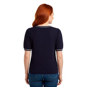 Womens Adrianna Papell Short Sleeve Scallop Edge Tipping Sweater alternate view