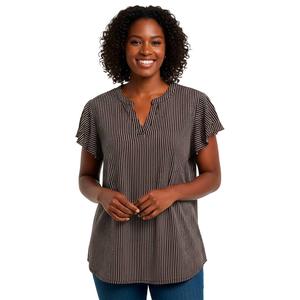 Womens Adrianna Papell Flutter Sleeve Ripple Stripe Blouse