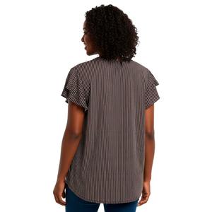 Womens Adrianna Papell Flutter Sleeve Ripple Stripe Blouse alternate view