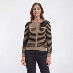 Womens Adrianna Papell Pointelle Stripe Button Front Sweater