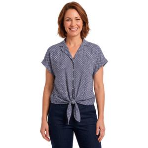 Womens Adrianna Papell Extend Sleeve Tie Front Geometric Blouse