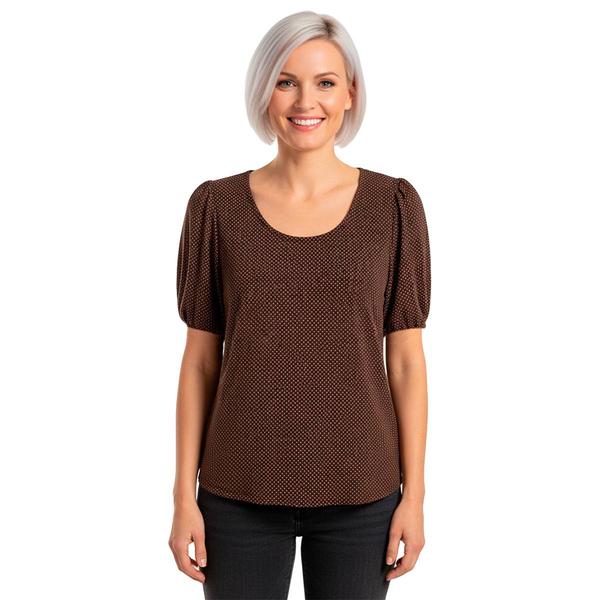 Womens Adrianna Papell Short Bubble Sleeve Dot Blouse alternate view