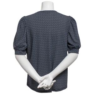 Womens Adrianna Papell Short Puff Sleeve Dot V-Neck Blouse alternate view