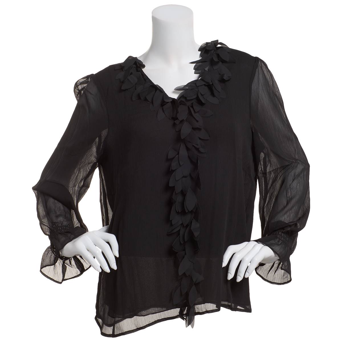 Womens Adrianna Papell Long Sleeve V-Neck Leaf Blouse