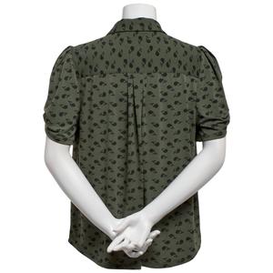 Womens Adrianna Papell Short Sleeve Paisley Button Front Blouse alternate view