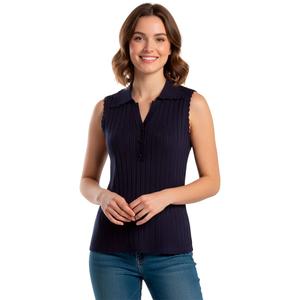 Womens Adrianna Papell Pointelle Polo Sweater Vest alternate view