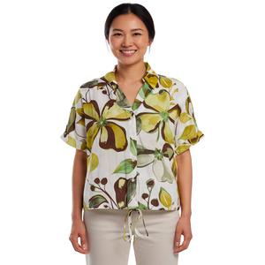 Womens Adrianna Papell Short Sleeve Watercolor Floral Blouse