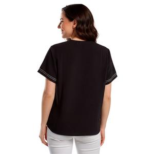 Womens Adrianna Papell Short Sleeve Contrast Topstitching Blouse alternate view
