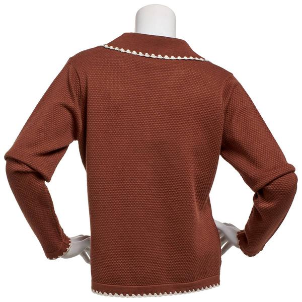 Womens Adrianna Papell Long Sleeve Button Front Textured Cardigan alternate view